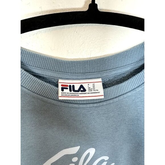 FILA Crew Neck Sweatshirt Womens XL Pullover Light Blue Springlake Logo Spring - Picture 3 of 10